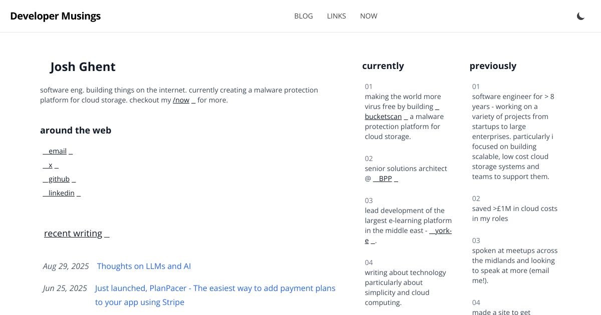 joshghent.com screenshot