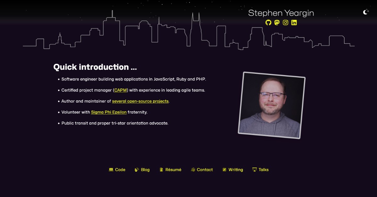 stephenyeargin.com screenshot