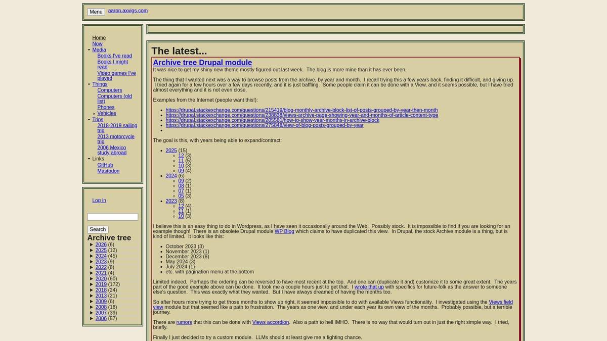aaron.axvigs.com screenshot