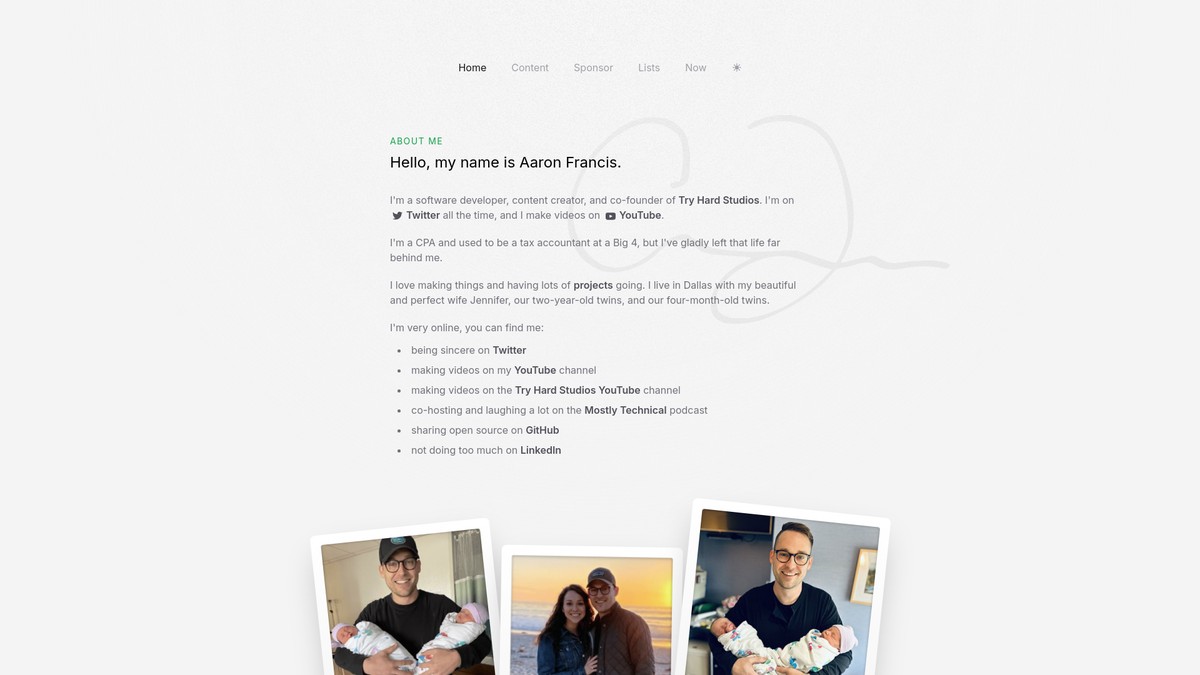aaronfrancis.com screenshot