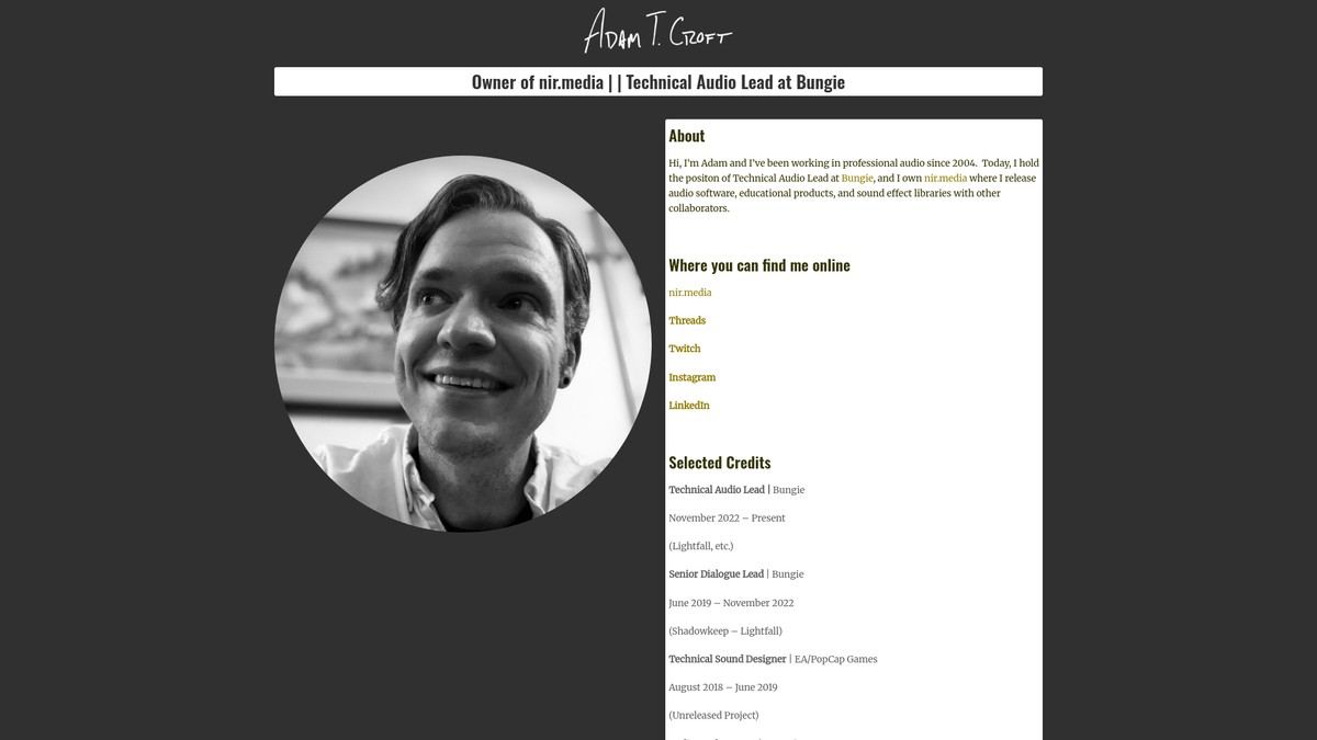 adamtcroft.com screenshot
