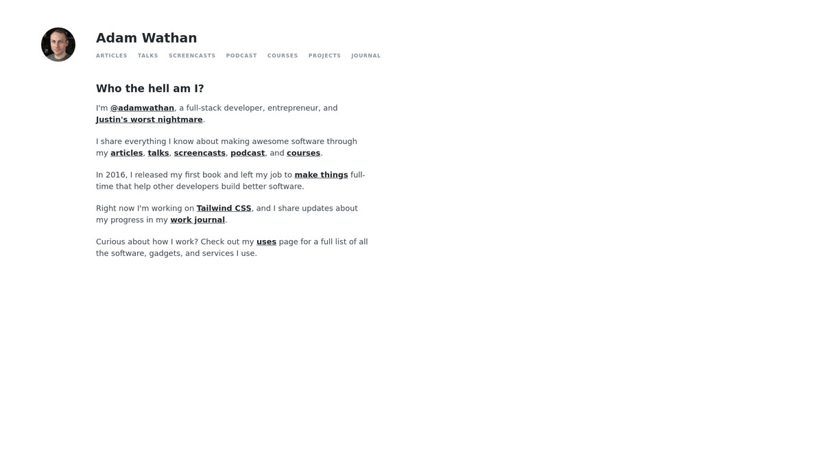adamwathan.me screenshot