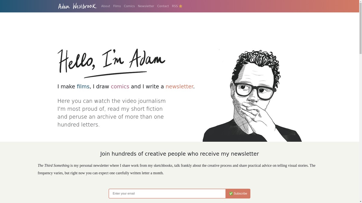 Screenshot of adamwestbrook.co.uk