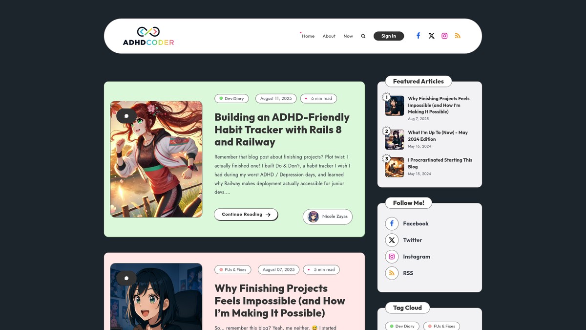 Screenshot of adhdcoder.com