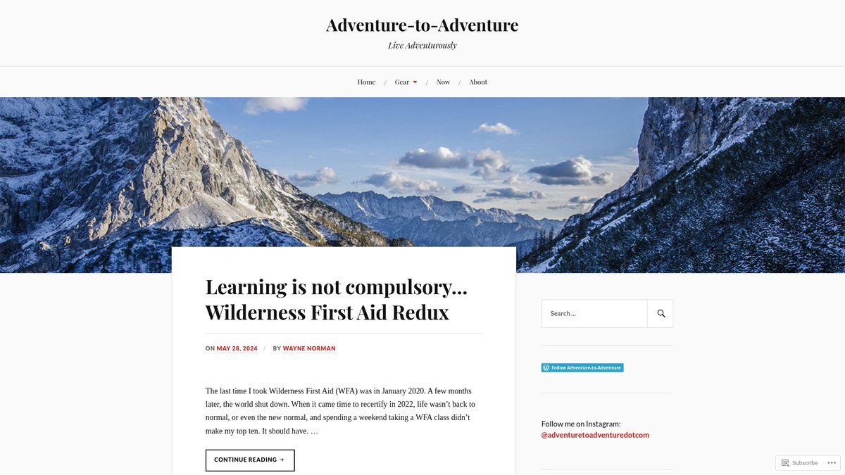 Screenshot of adventuretoadventure.com
