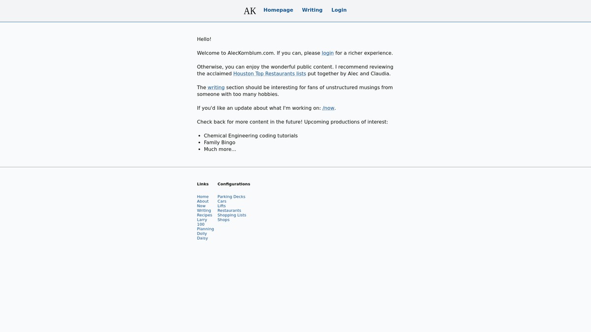 aleckornblum.com screenshot