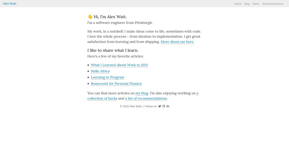 Screenshot of alexcwatt.com