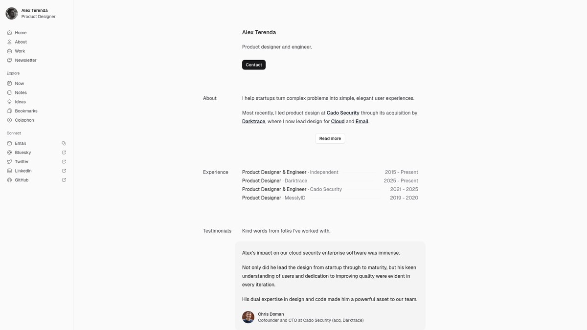 alexterenda.com screenshot
