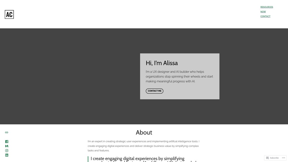 Screenshot of alissacondra.com