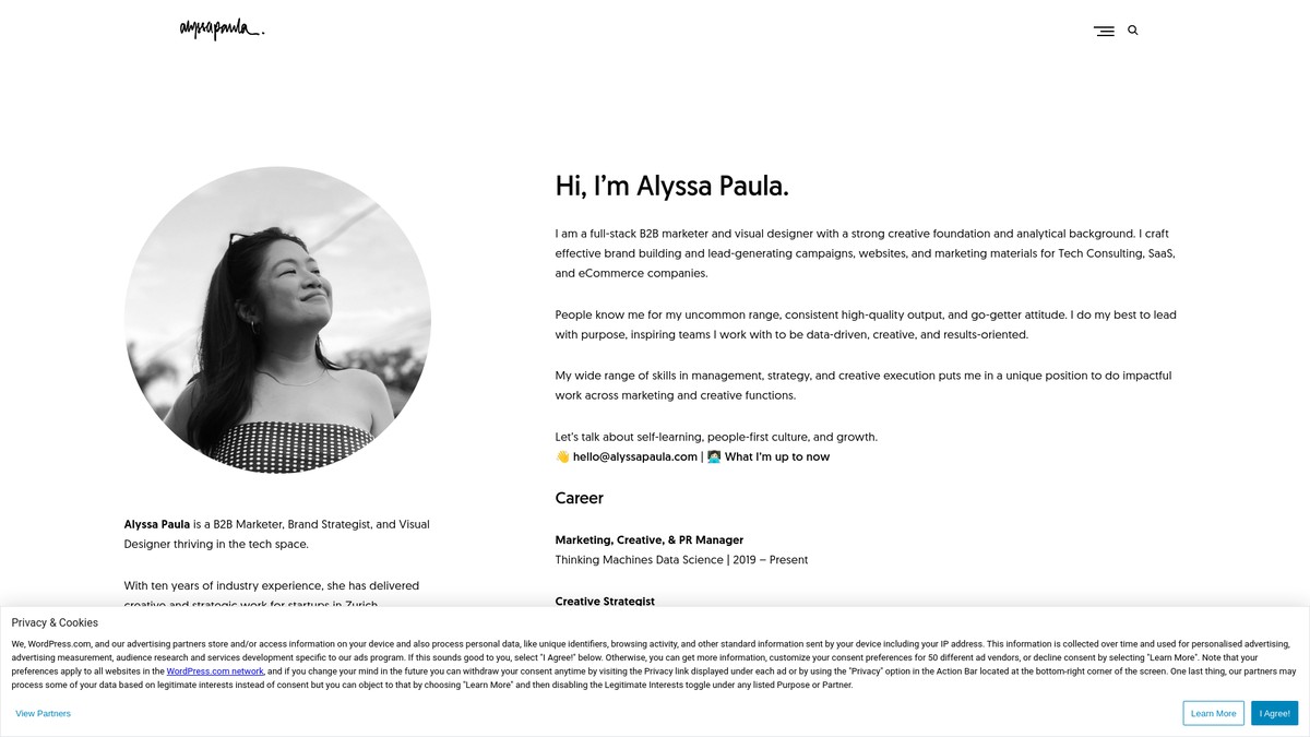 Screenshot of alyssapaula.com