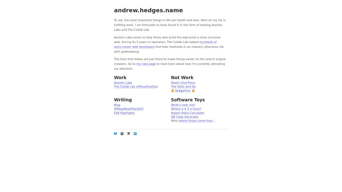 andrew.hedges.name screenshot