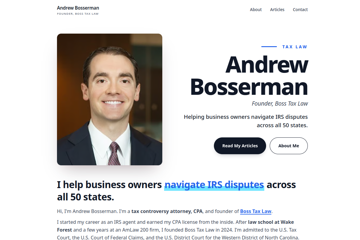 andrewbosserman.com screenshot