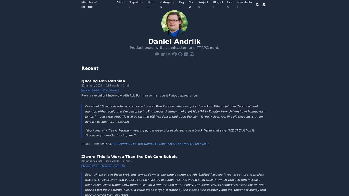 andrlik.org screenshot
