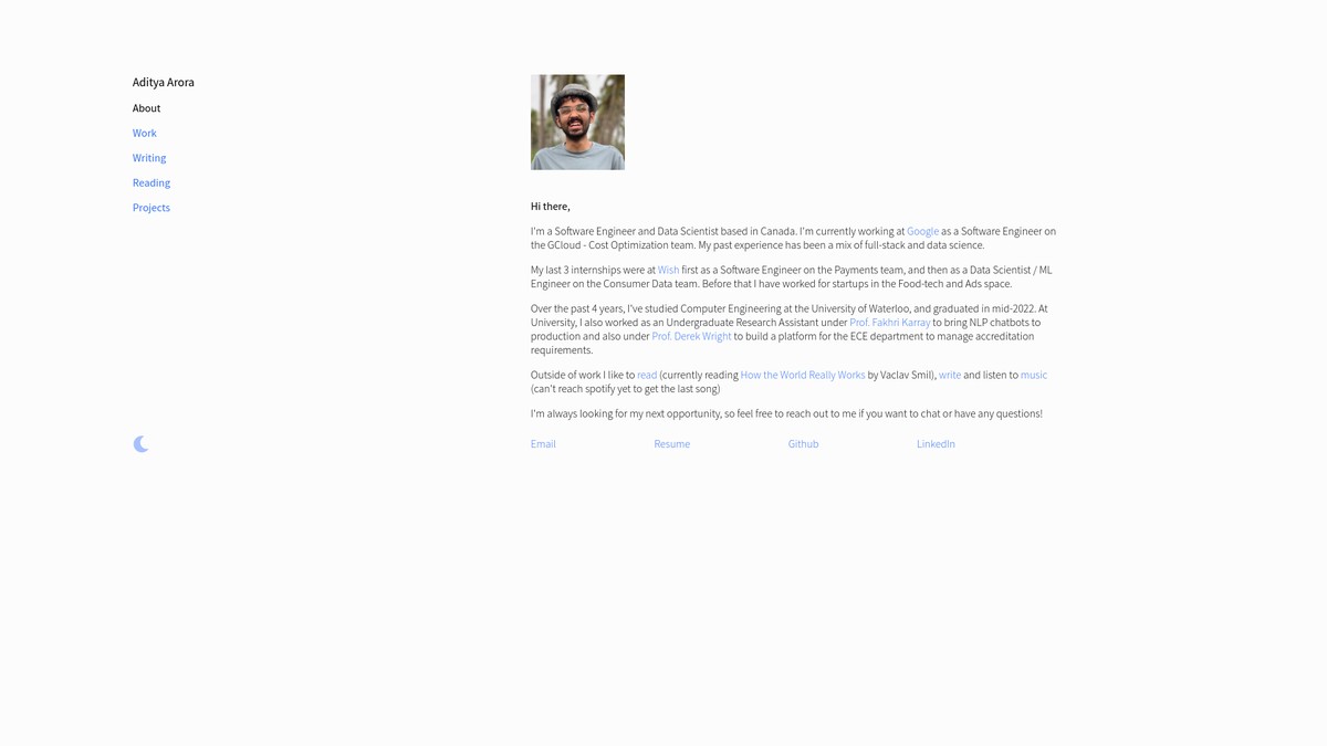 arora-aditya.com screenshot