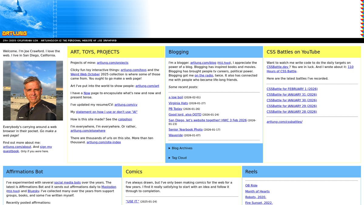 Screenshot of artlung.com