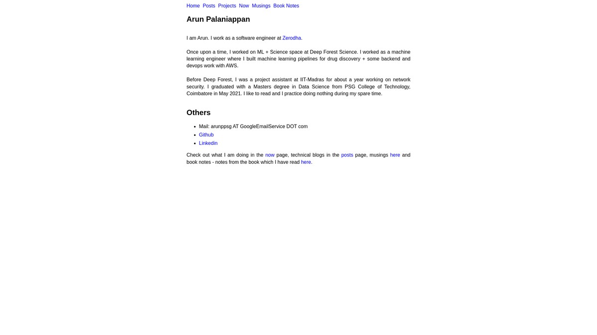 arunppsg.in screenshot