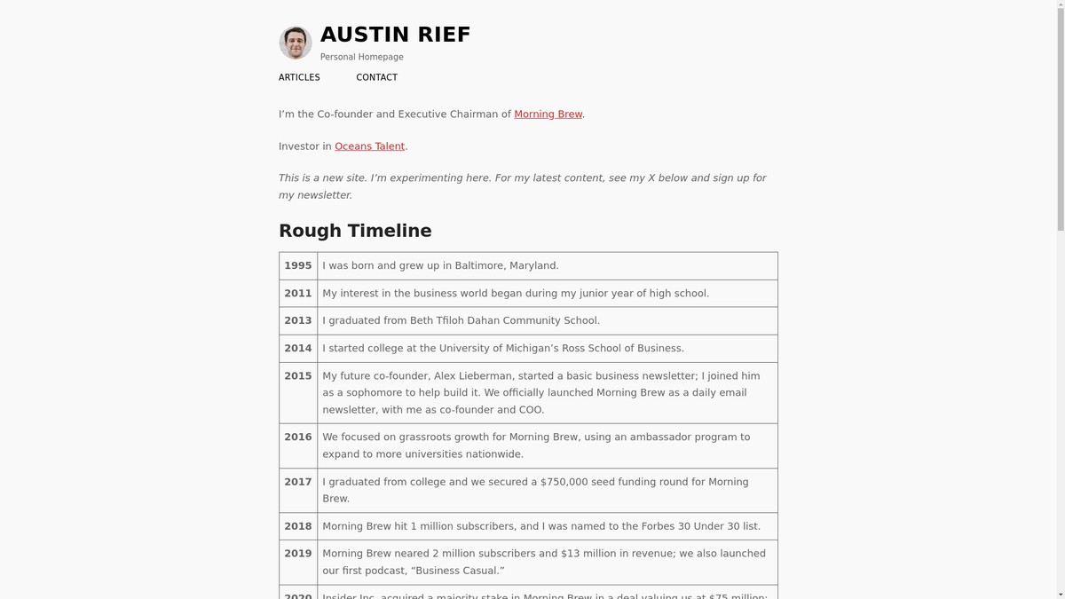 austinrief.com screenshot