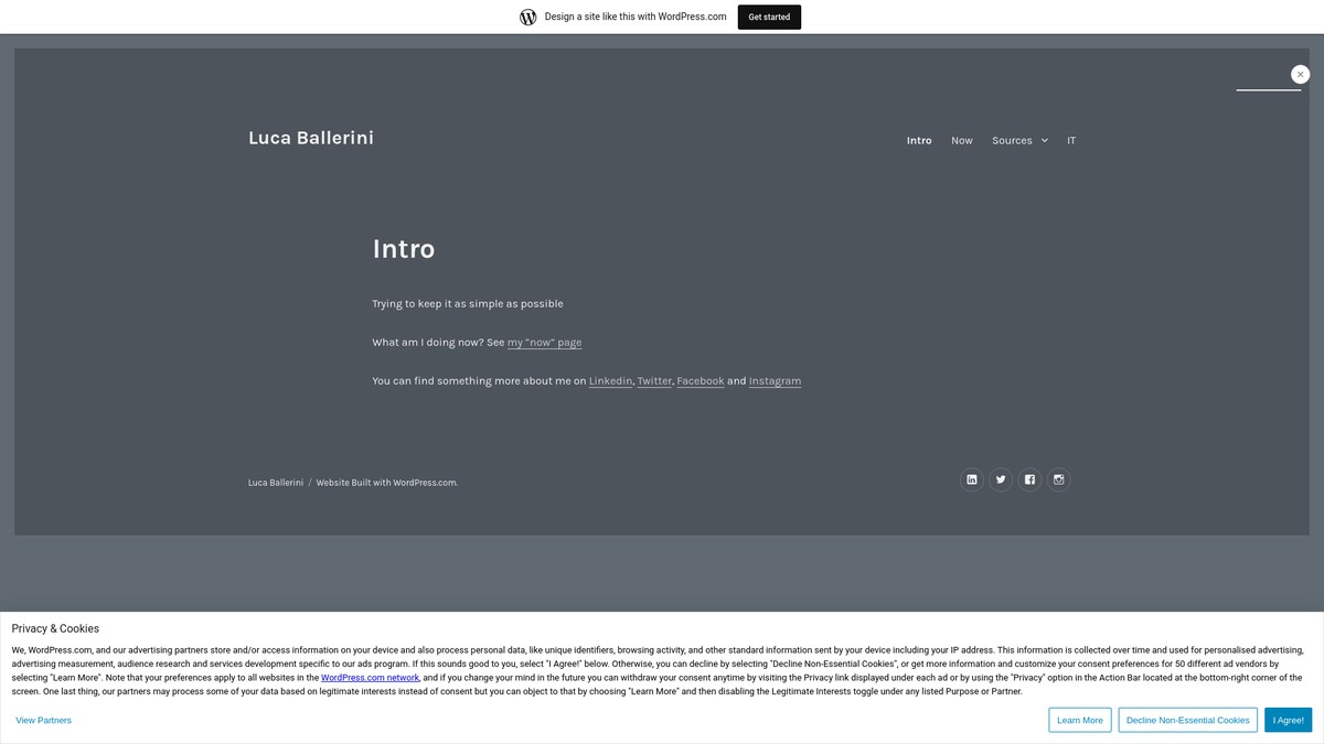 Screenshot of balleriniluca.wordpress.com