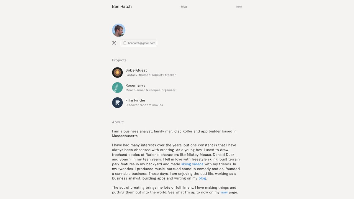 Screenshot of benhatch.com