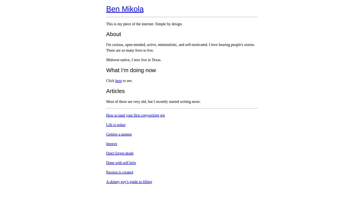 benmikola.com screenshot