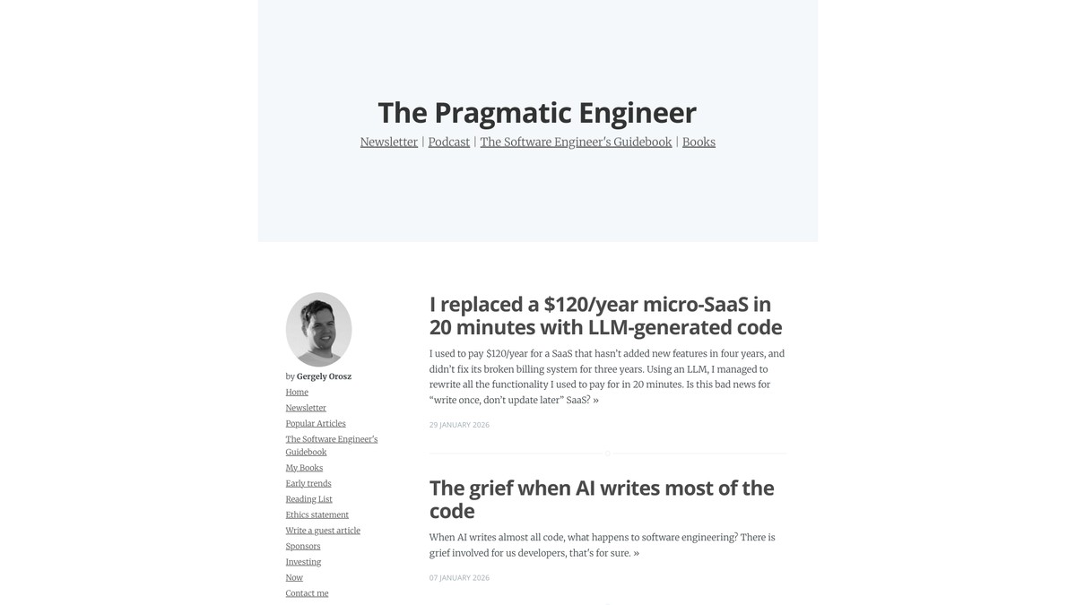 Screenshot of blog.pragmaticengineer.com