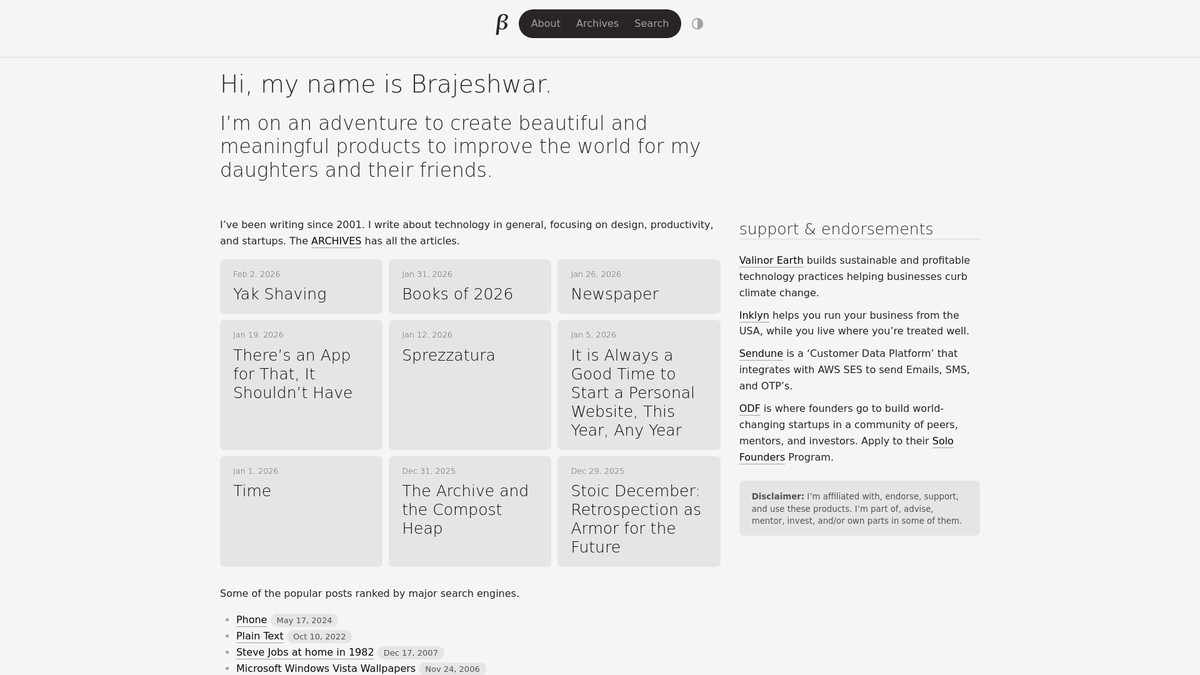 brajeshwar.com screenshot