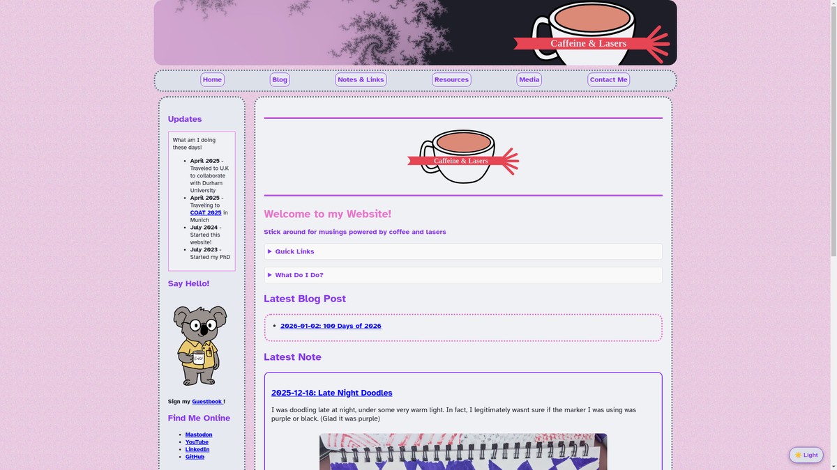 caffeineandlasers.com screenshot
