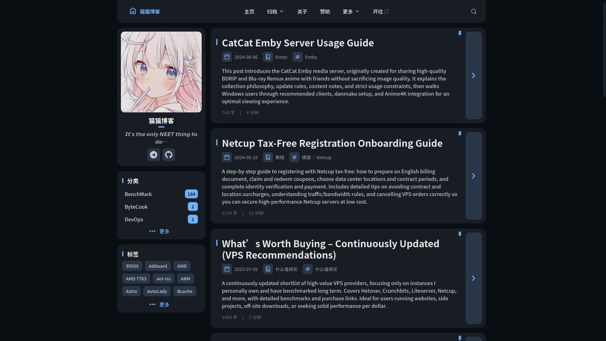 Screenshot of catcat.blog