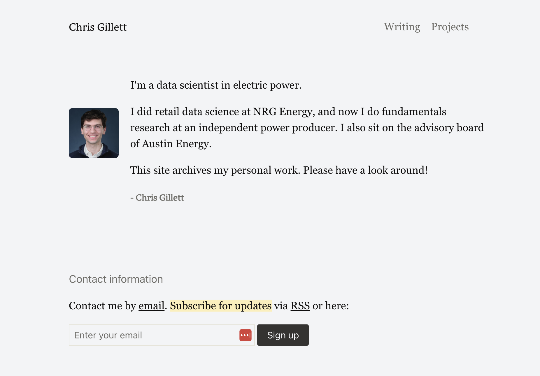 Screenshot of chrisgillett.org