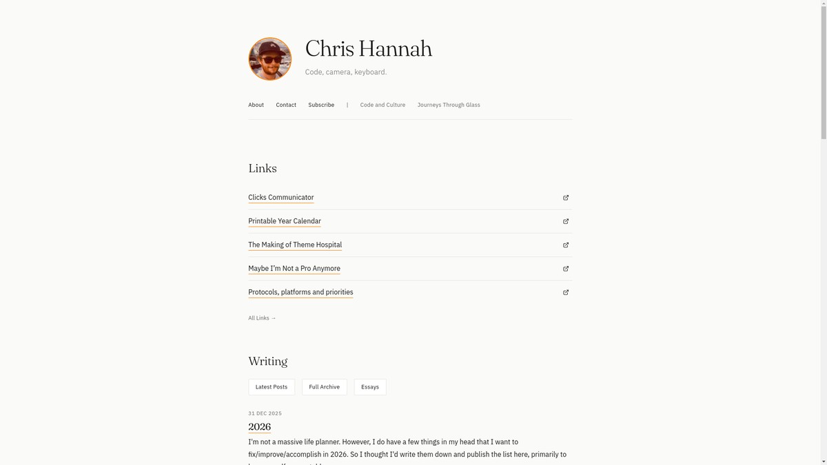 chrishannah.me screenshot