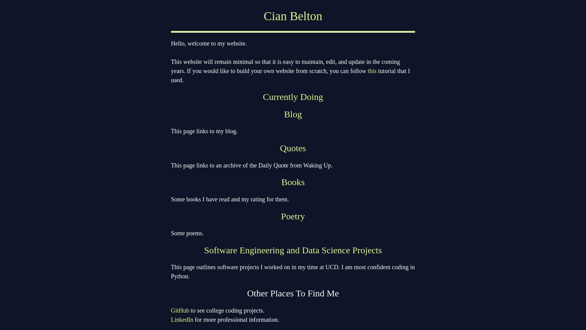 cianbelton.com screenshot