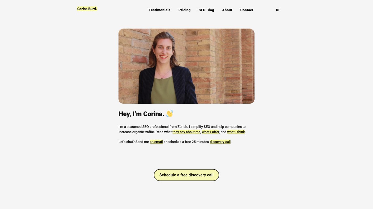 Screenshot of corinaburri.com