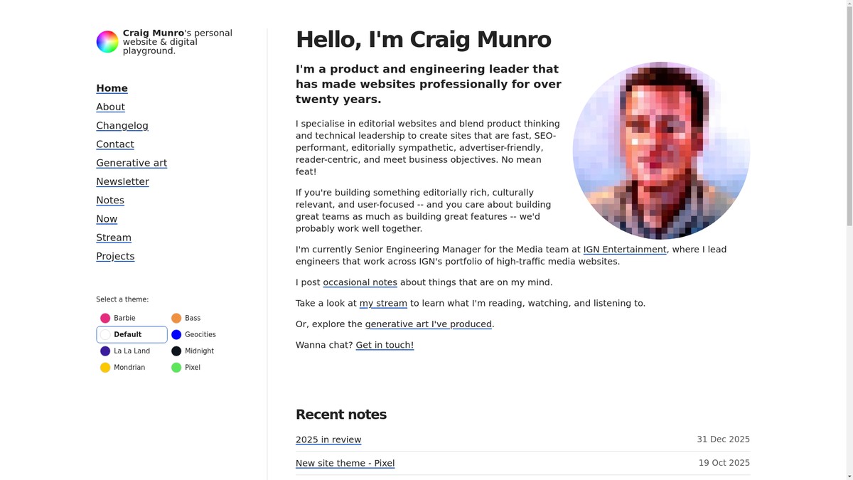 craigmunro.net screenshot