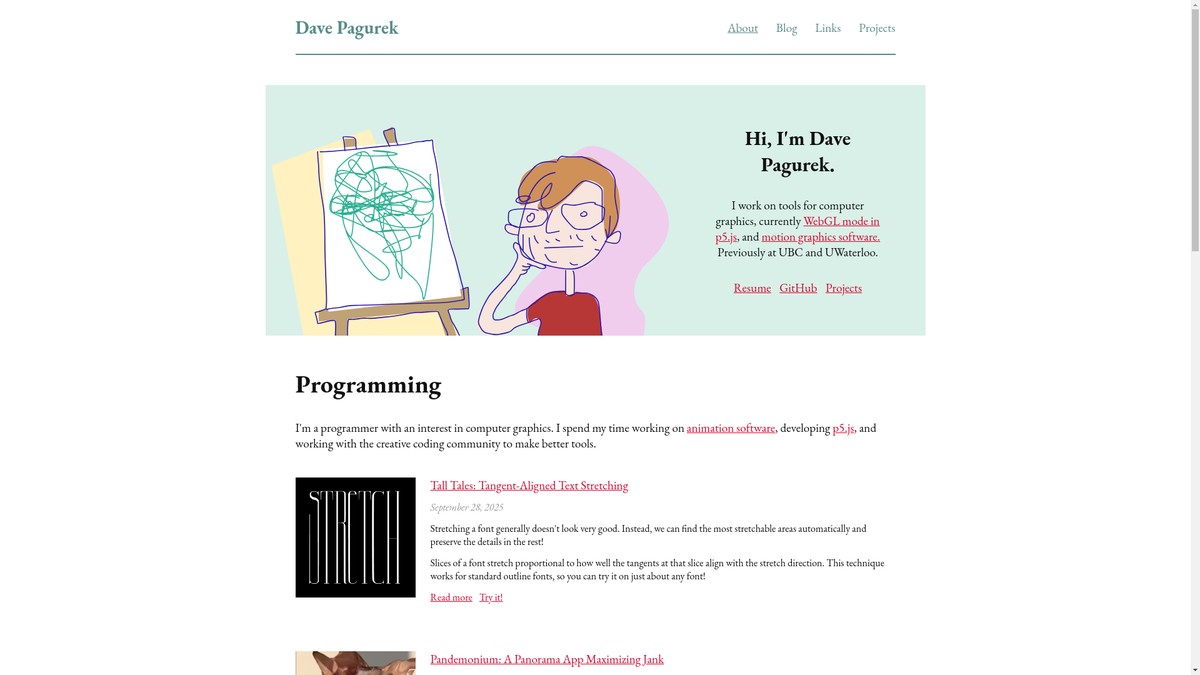 davepagurek.com screenshot