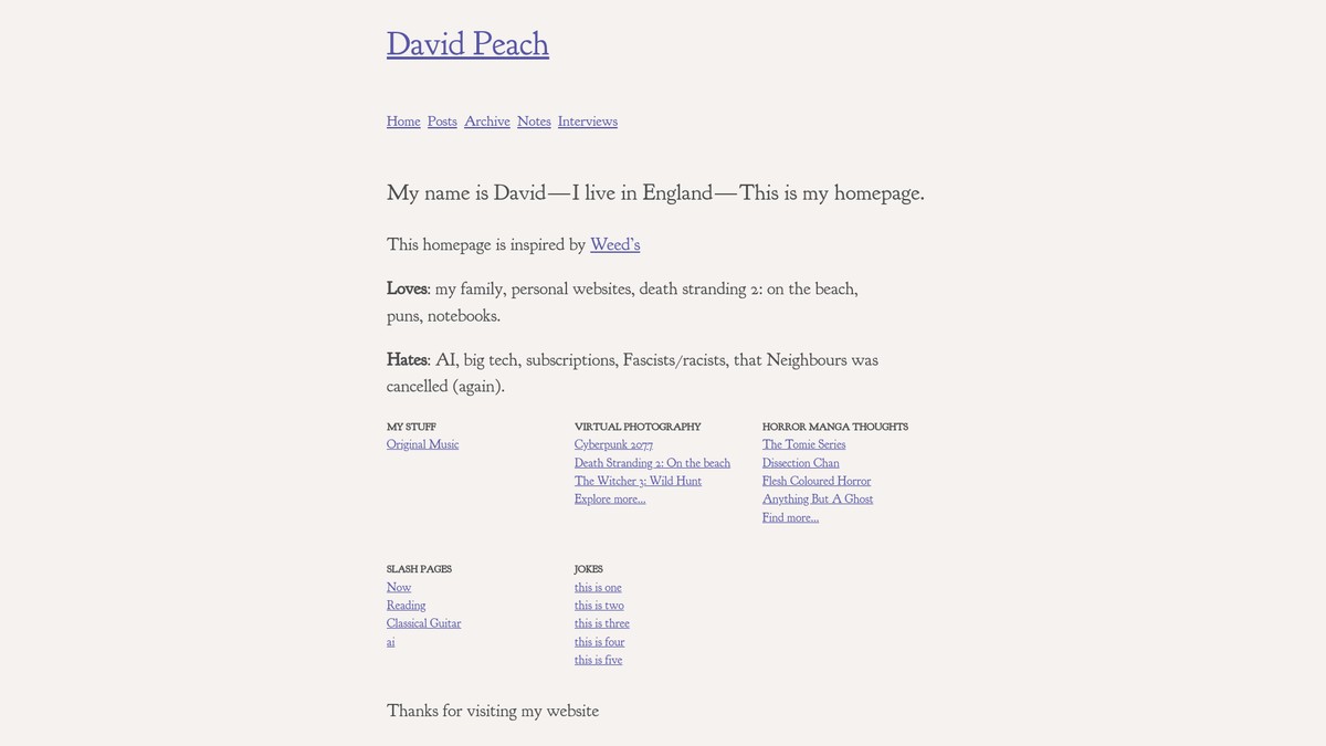 davidpeach.me screenshot