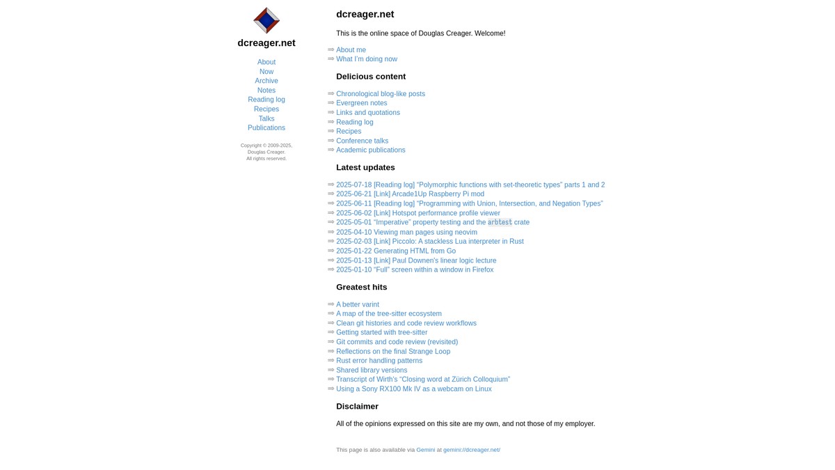 dcreager.net screenshot