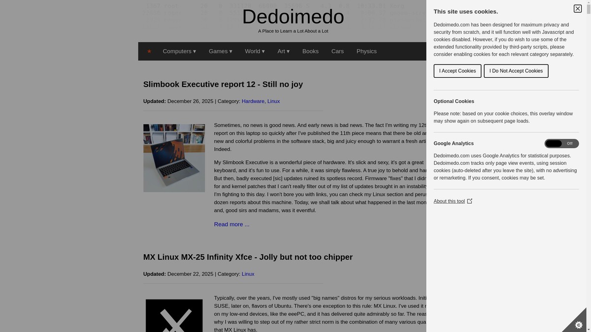 dedoimedo.com screenshot