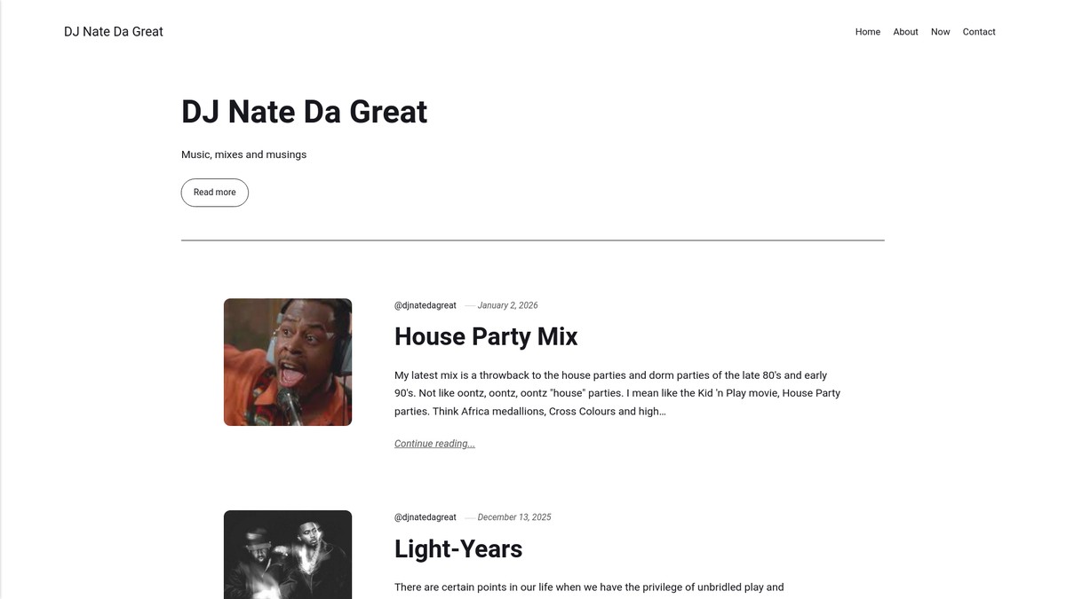 Screenshot of djnatedagreat.com