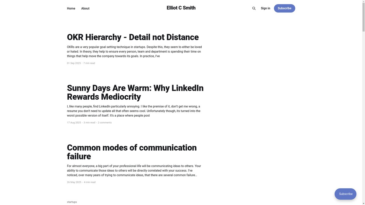 elliotcsmith.com screenshot
