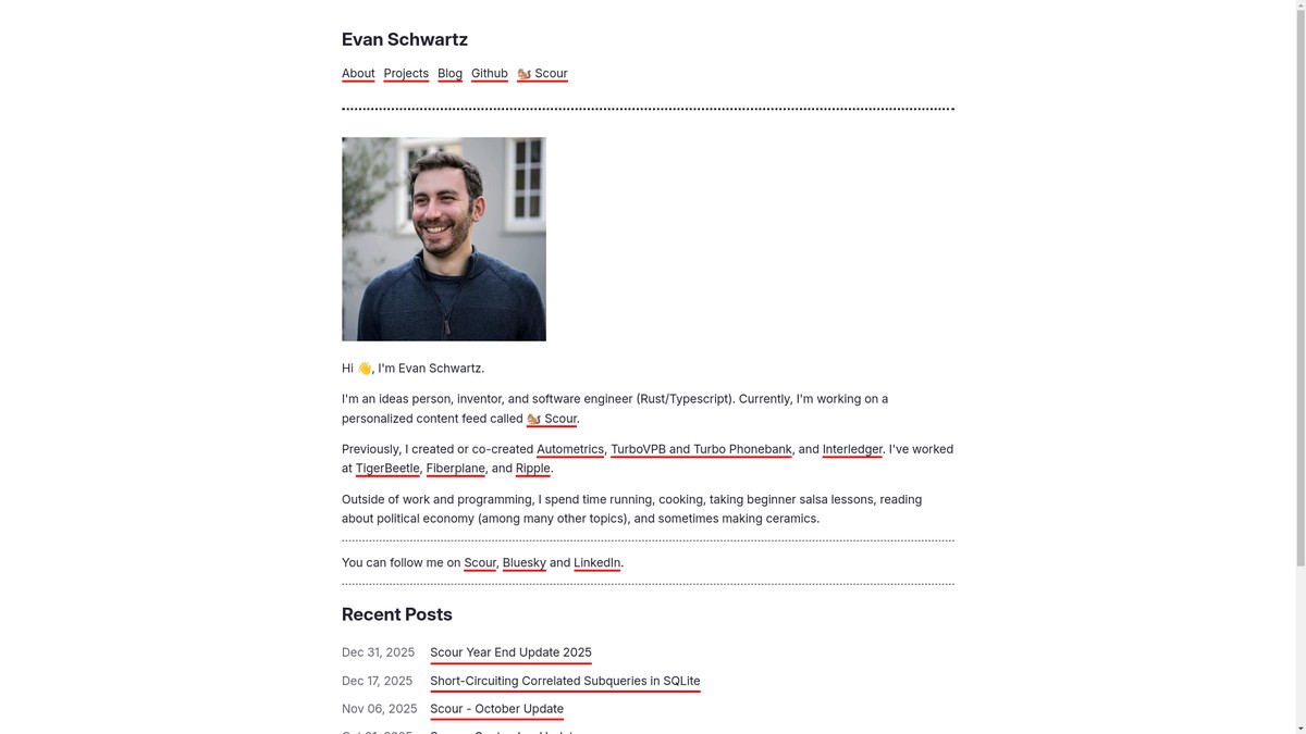 Screenshot of emschwartz.me