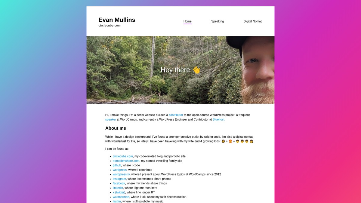 evanmullins.com screenshot
