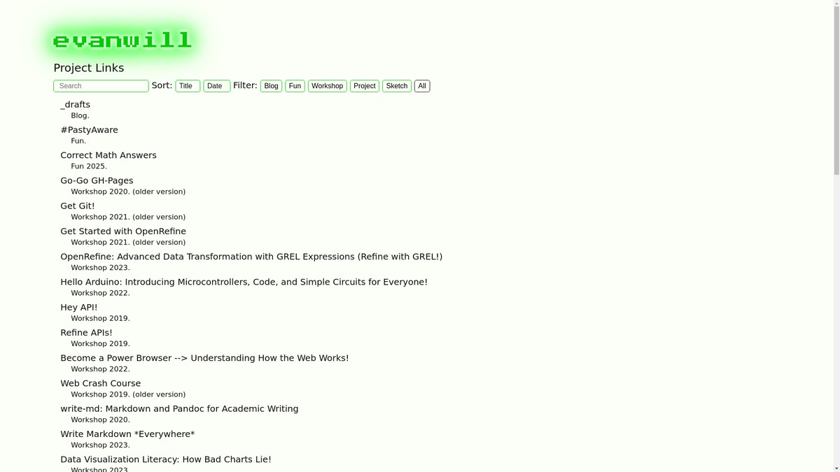 Screenshot of evanwill.github.io