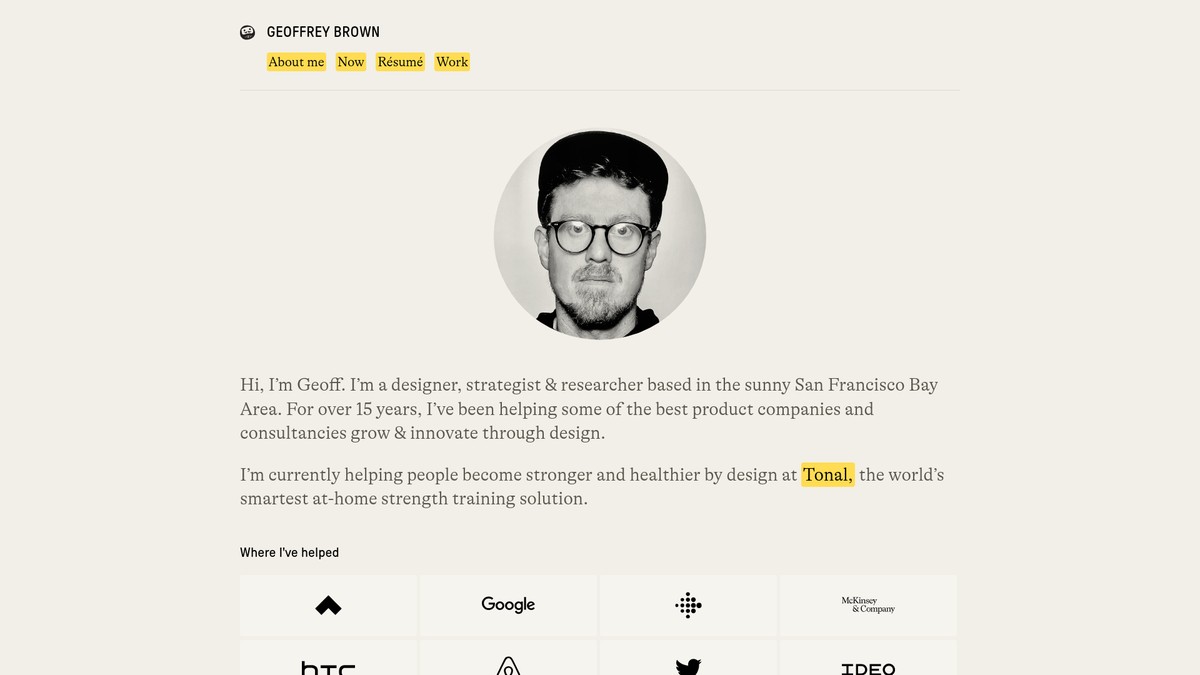 Screenshot of geoffbrown.org