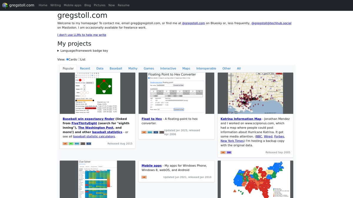 gregstoll.com screenshot