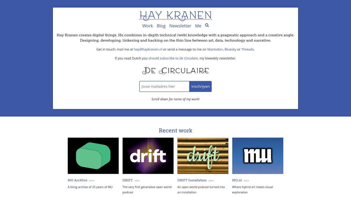 Screenshot of haykranen.nl
