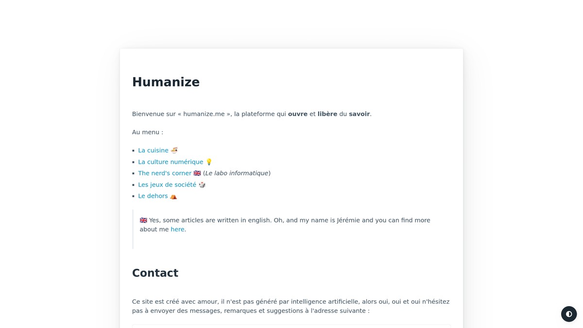 Screenshot of humanize.me