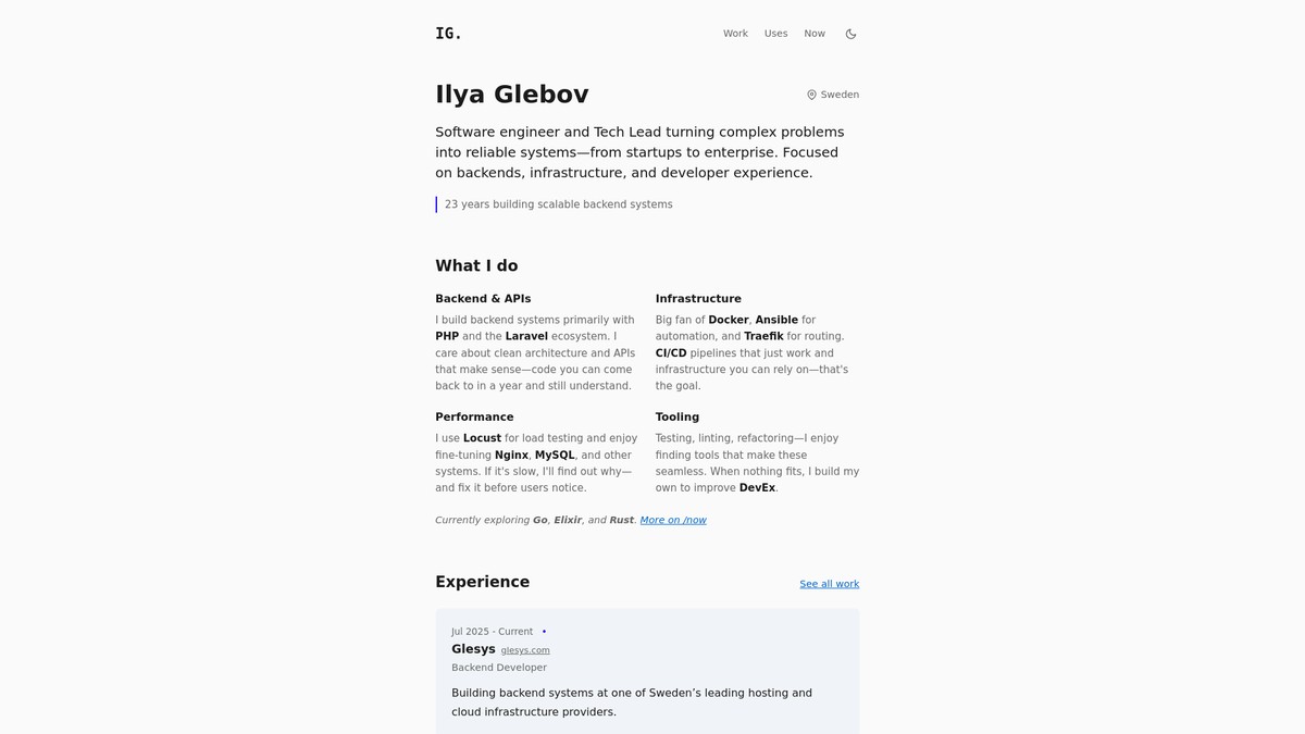 Screenshot of ilyaglebov.dev
