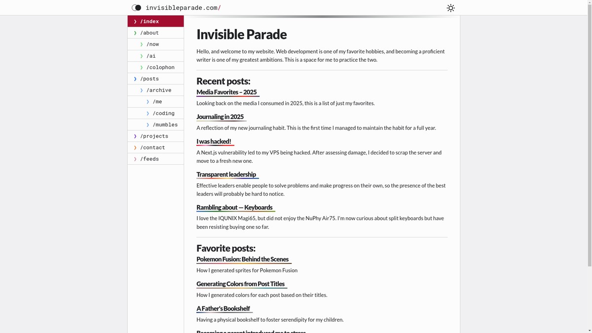 invisibleparade.com screenshot