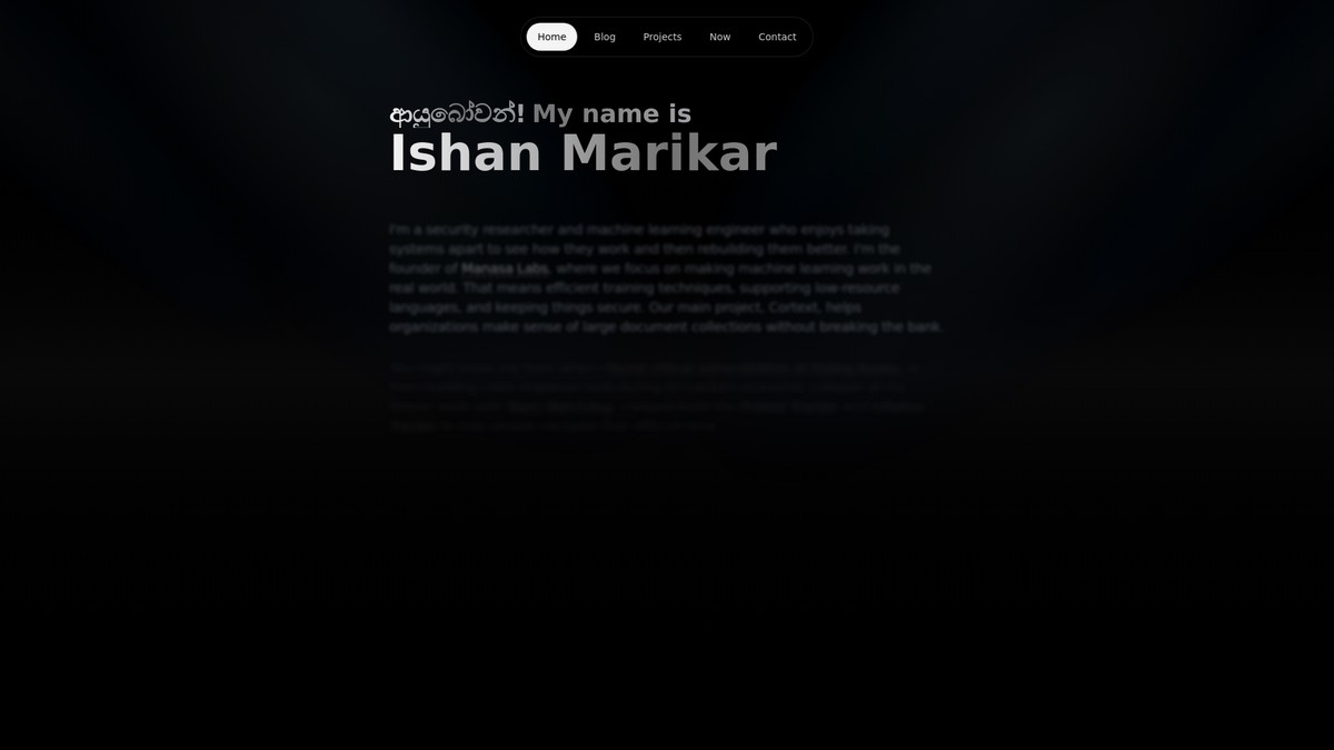 Screenshot of ishanmarikar.com