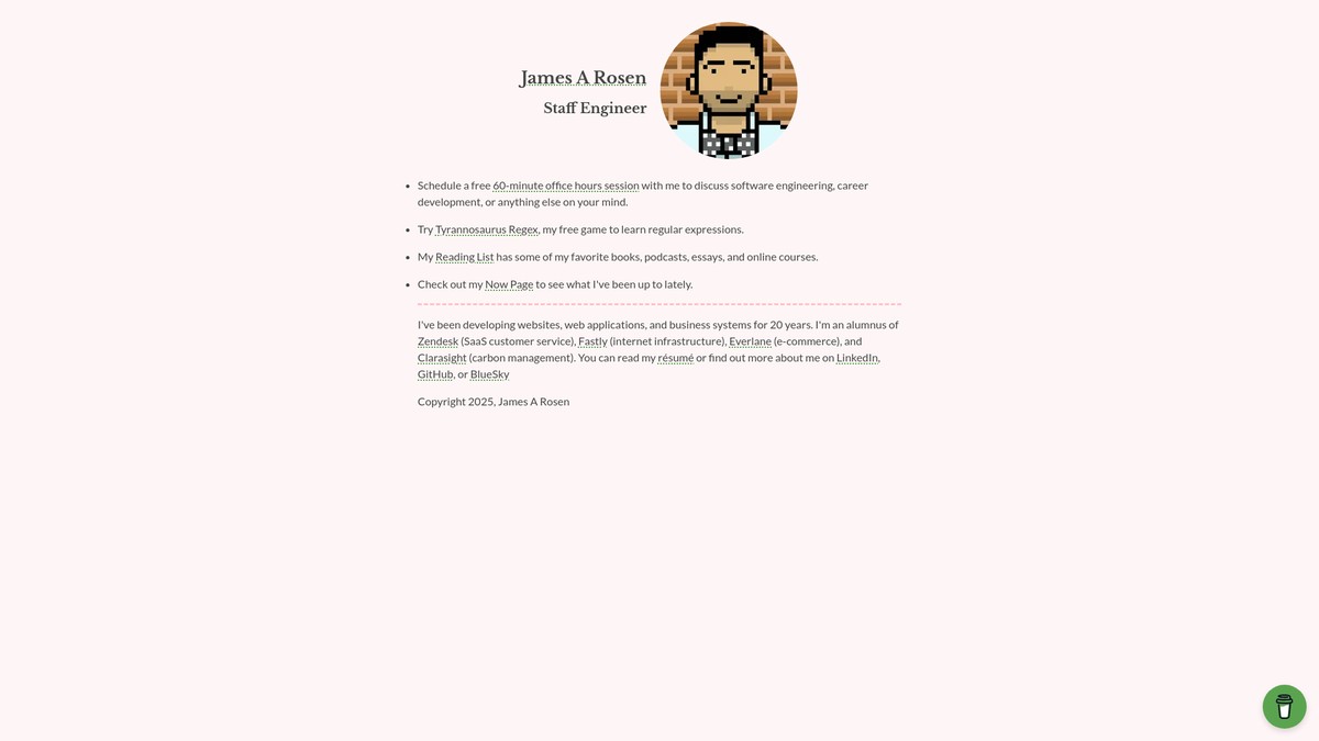jamesarosen.com screenshot